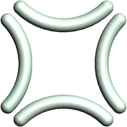 Icon made of four arcs curving in from the the sides of the image, symbolizing my struggle to connect peripheral space to my shattered central view.